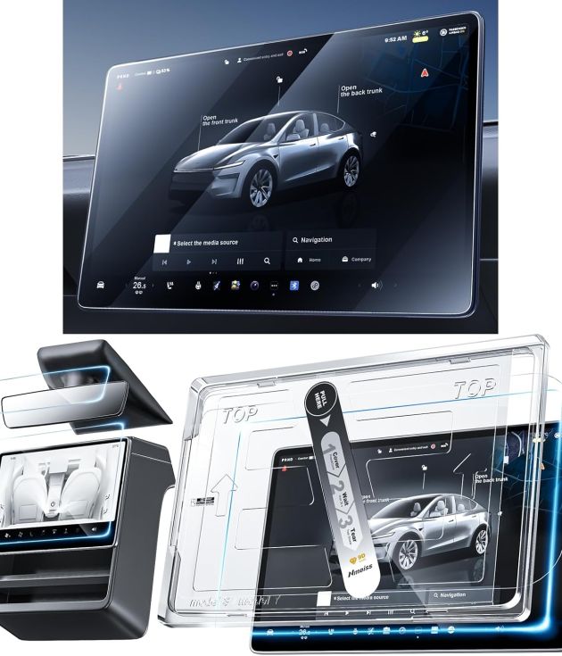 Nmoiss 2 in 1 Tesla Model Y & Model 3 [Anti-Glare] Screen Protector
