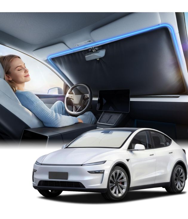 Car Windshield Sun Shade [Superior Sun & Cool], Vinyl Coating Heat Shield, Interior Protection, Built to Last Sunshade, Universal Fits Cars, SUVs, Trucks, Car Accessories, Medium 64" L x 32" W